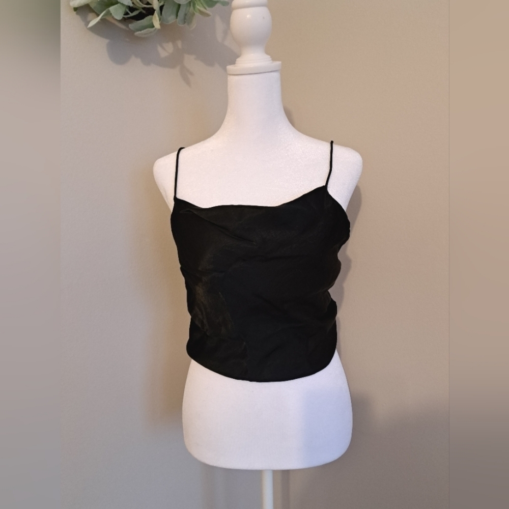 ZARA Blk Camp Spag Strap Top Sz XS